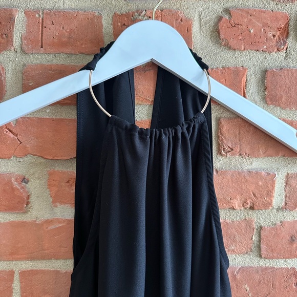 Black Flowy Dress with Gold Chain Band - Picture 2 of 3